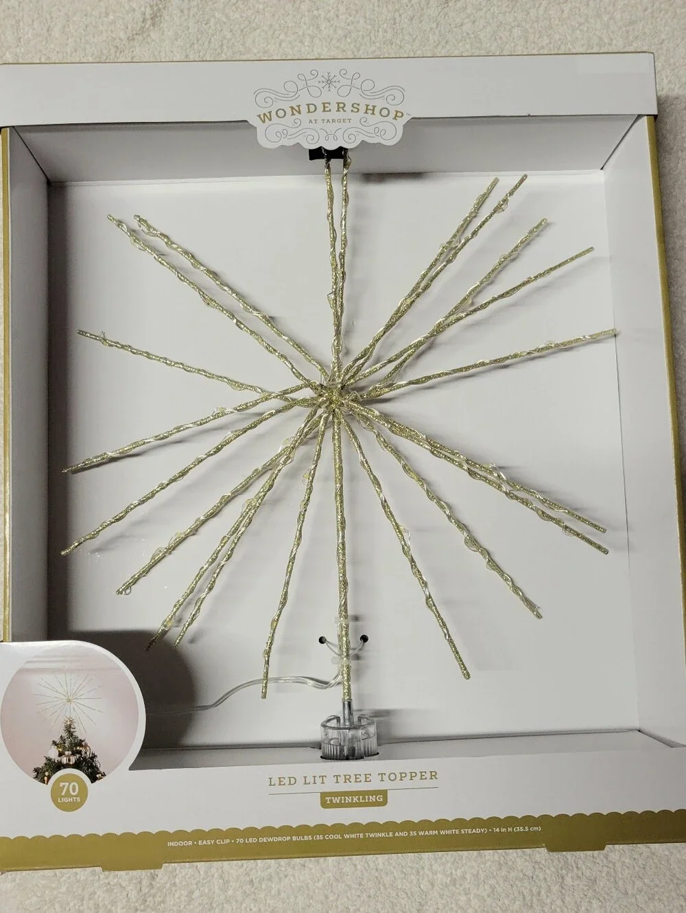 Wondershop LED Twinkling Glitter Starburst Cool Warm White 70 Light Tree Topper
